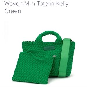 NWT. Parker & Hyde Woven Mini Tote in Kelly Green